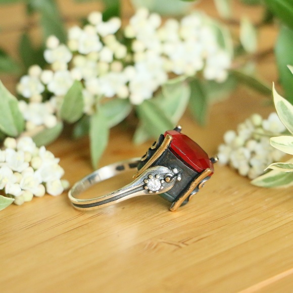 Sterling Silver Jade Stones Revers Rings - Picture 5 of 8